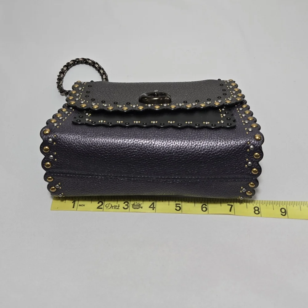 Coach Restored Parker 18 With Scallop Rivets Pewter/Metallic Eggplant Purse